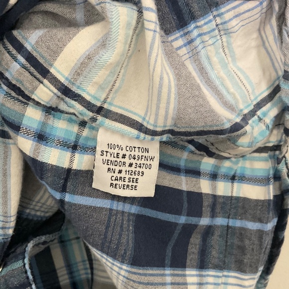 BKE Men's Short Sleeve Pearl Button Blue/Gray Plaid Shirt Athletic Fit Size M - Picture 8 of 10